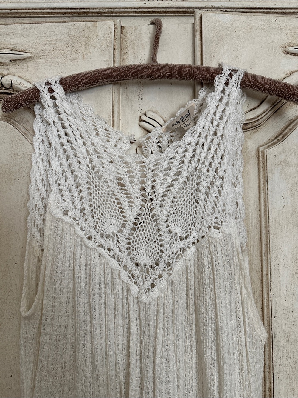 Lucky Brand Cream Crochet Knit Top